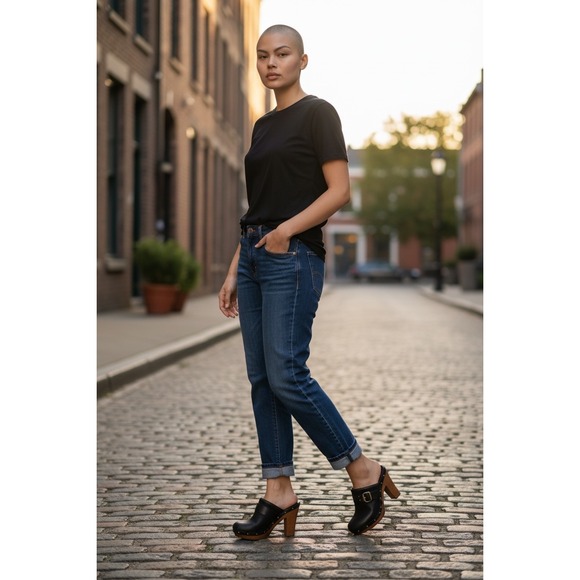 Lauren Ralph Lauren Black Suede Leather Wood Heel Clogs Mules Womens Size 6.5M - Picture 8 of 8